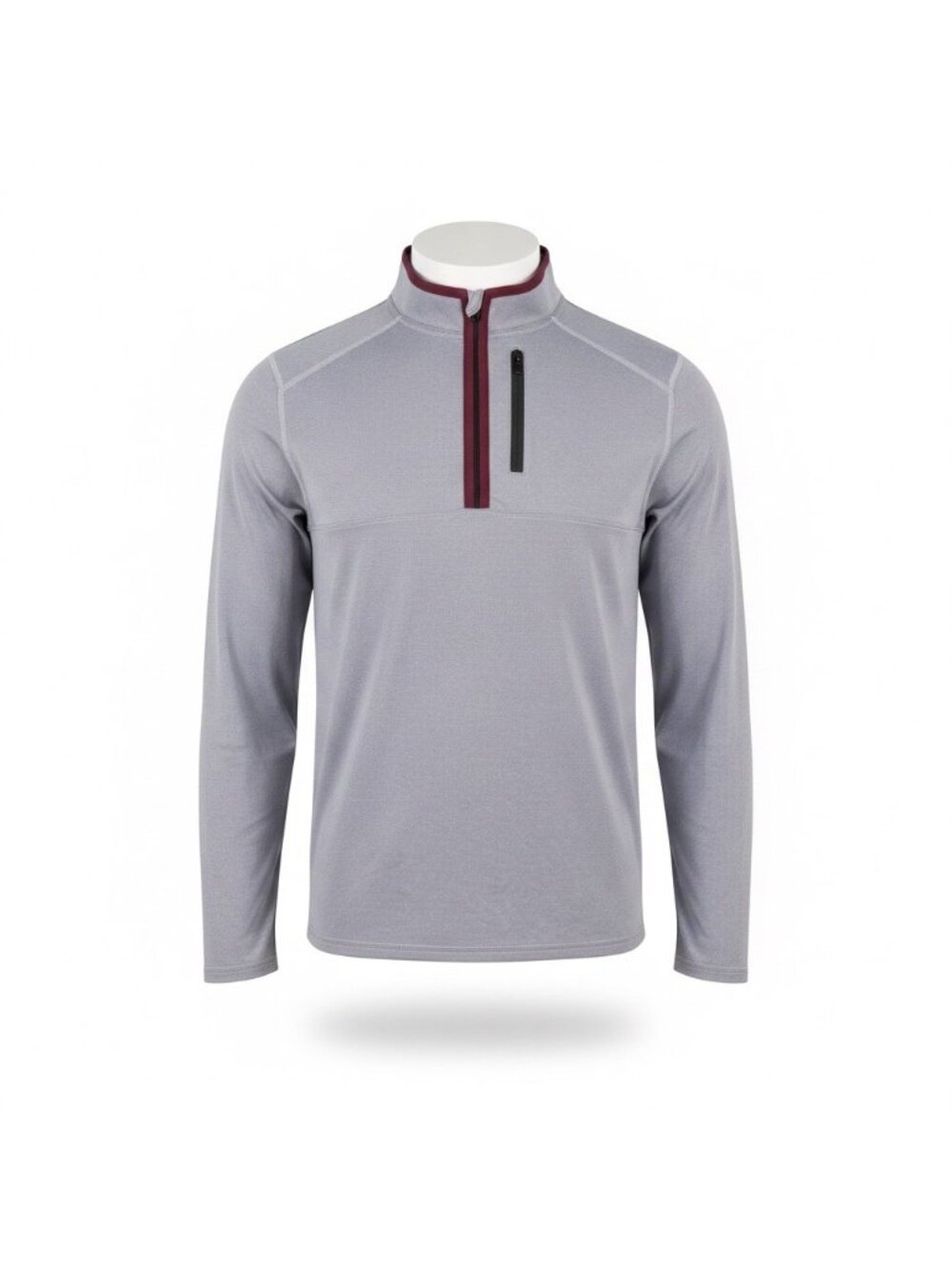 Liberty Pro Mens Gray Quarter-Zip Athletic Pullover With Burgundy Trim Size S